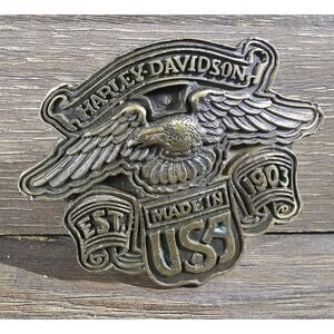 Harley Davidson Motorcycles Eagle Logo EST 1903 Vtg. Belt Buckle Vintage Pewter